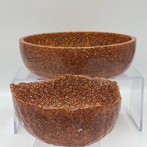 Set of Two Glittery Brown Bowls